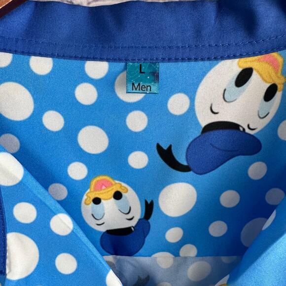 Donald Duck All over print Button Up Shirt Blue white Large - Picture 3 of 9